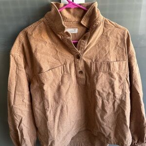 Tan Button-Up Pullover Shirt